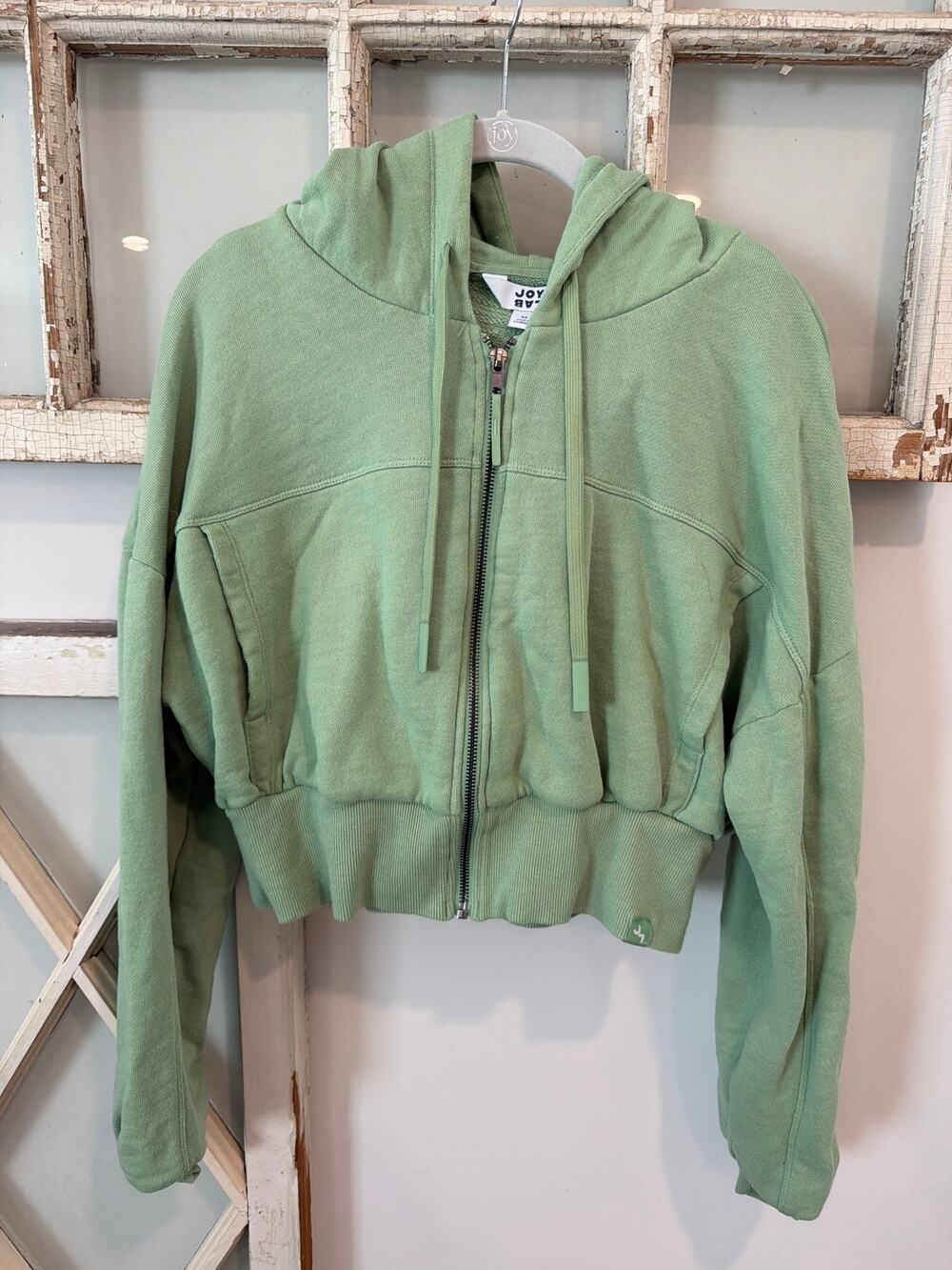 Joy Lab size medium green cropped zip up hoodie sweatshirt